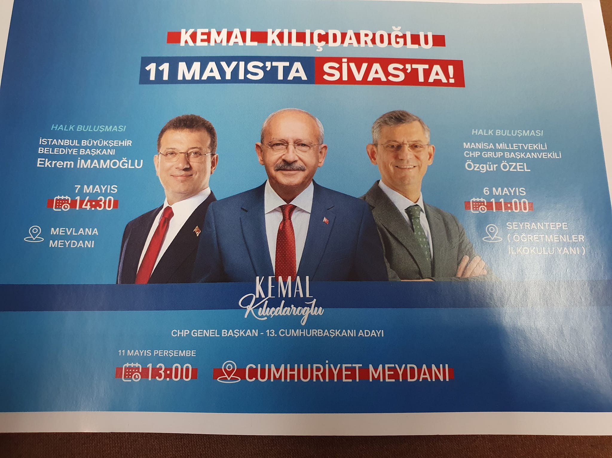 Cumhuriyet Halk Partisi Genel Başkanı Kemal Kılıçdaroğlu Sivas’a geliyor
