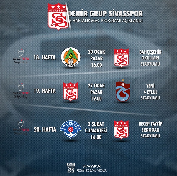 Spor Toto Süper Lig 3 Haftalık Program Açıklandı