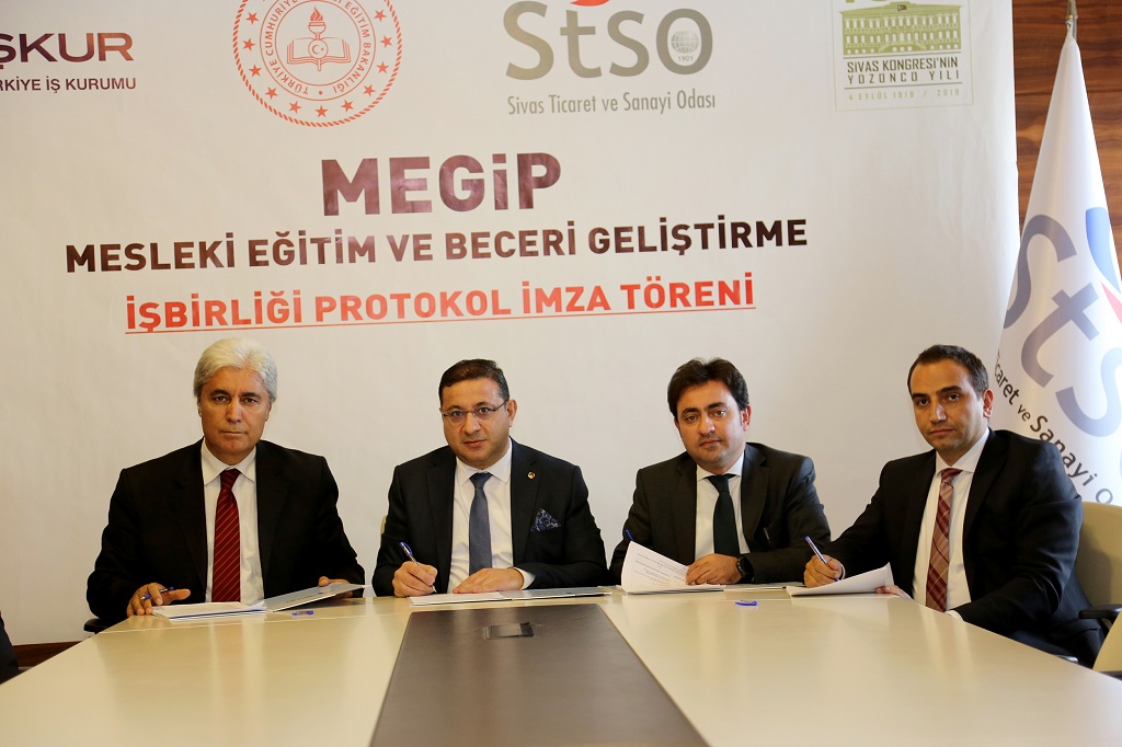 Türkiye Odalar ve Borsalar Birliği, Çalışma ve Sosyal Güvenlik Bakanlığı, Türkiye İş Kurumu (İŞKUR)  arasında imzalanan protokolle hayata geçirilen “Mesleki Eğitim ve Beceri Geliştirme İşbirliği Protokolü” (MEGİP) kapsamında Sivas’ta istihdamı artıracak 6’ncı eğitim protokolü imzalandı